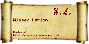 Wieser Larion névjegykártya
